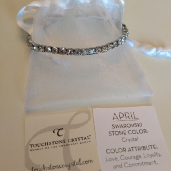 Touchstone Crystal Jewelry - Touchstone Crystal Swarovski April Birthstone Stretch Bracelet